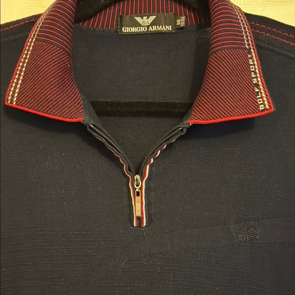 Giorgio Armani Golf Sport Navy and Red Men's Shirt #171 - Picture 5 of 11